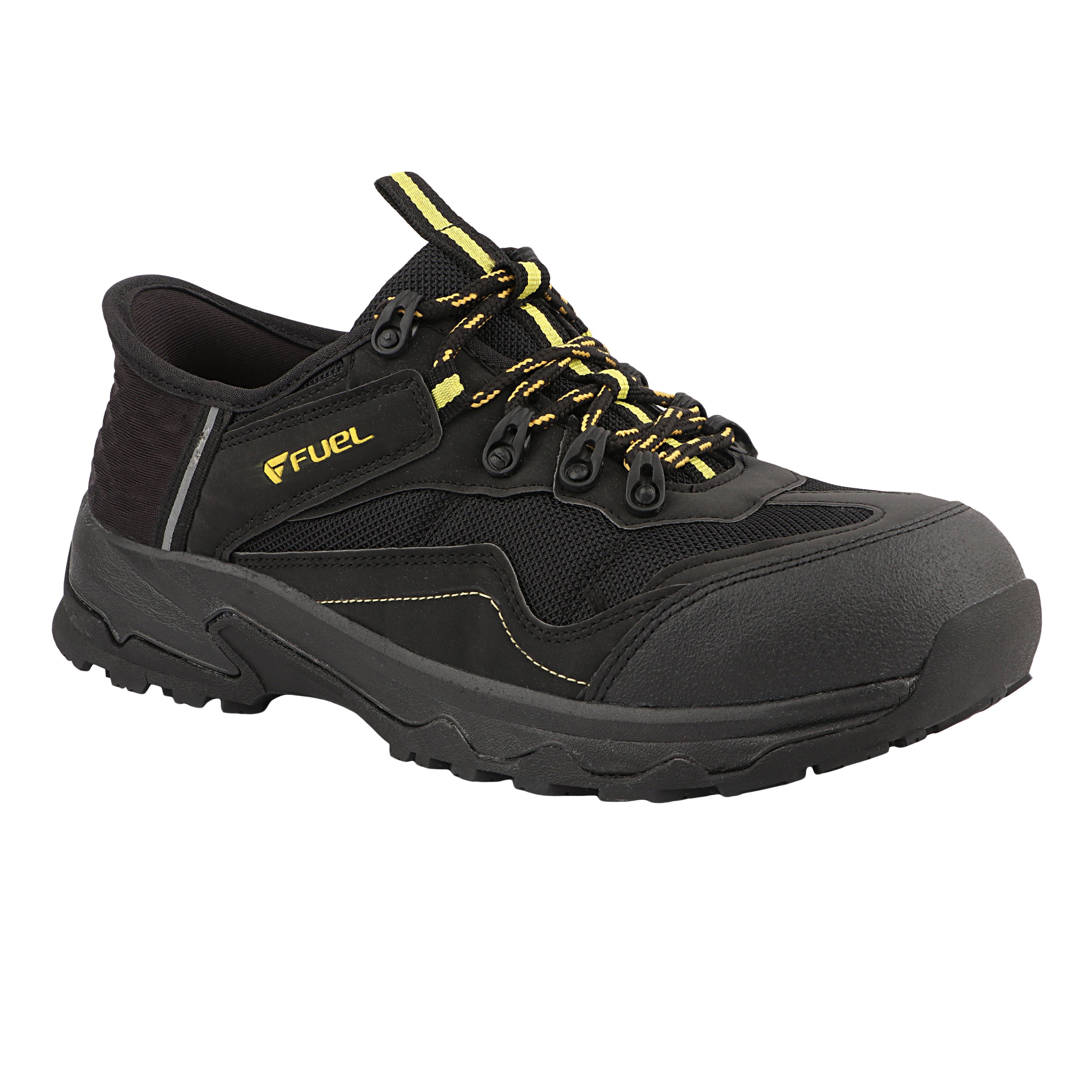 FUEL Futurix Lightweight Composite Toe and Breathable Mesh Upper with EVA+Rubber Anti-Slip Sole Lace-Up Industrial Work Safety Shoes for Men's (Black)
