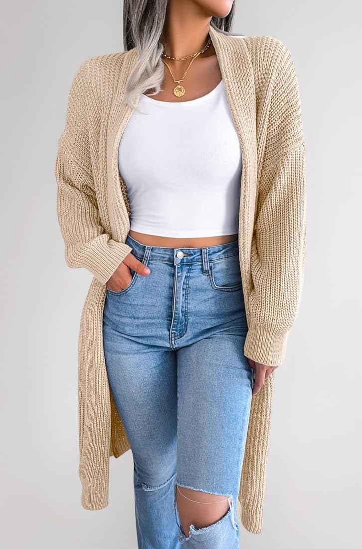 Open-Front Knit Cardigan