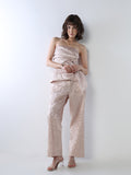 Crinkled Satin Straight Pants