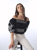 Smocked Waist Puffed Sleeve Top