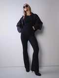 Black Knit Flared Pants