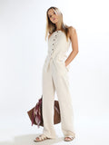 Linen Blend Wide Leg Pants