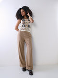 Beige Regular Fit Casual Pants