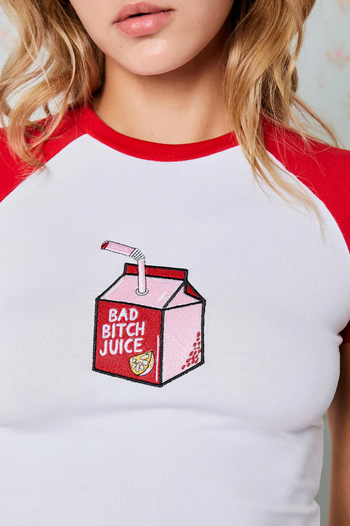 Bad Bitch Juice Baby Tee – Graphic Print, Women's Slim Fit