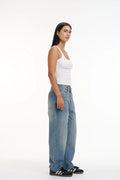 Crisp Blue Wide-Leg Jeans