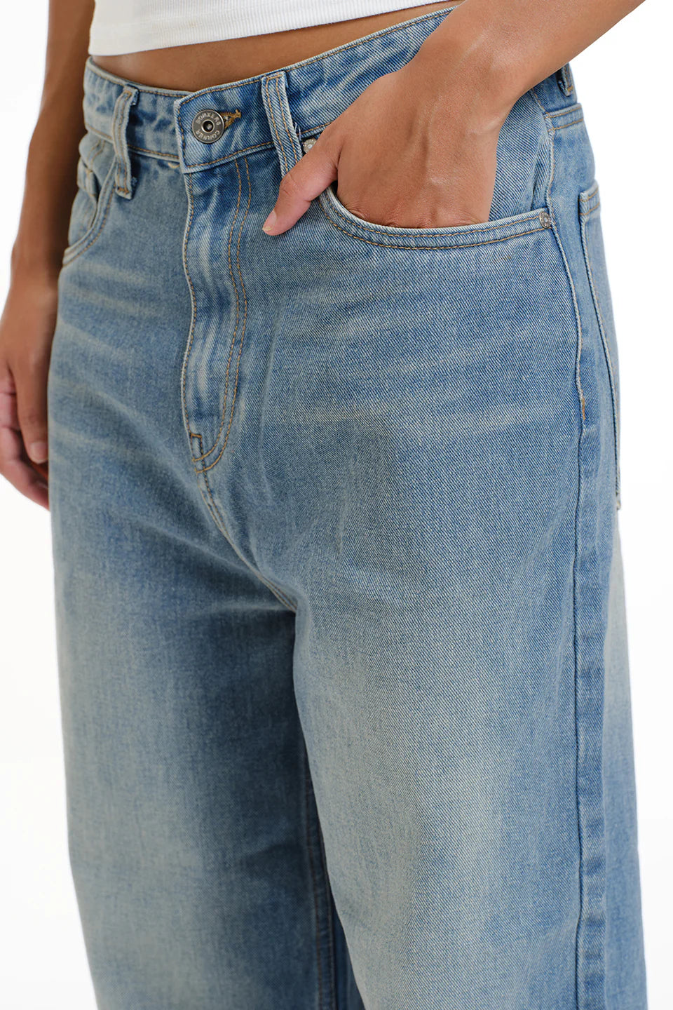 Crisp Blue Wide-Leg Jeans