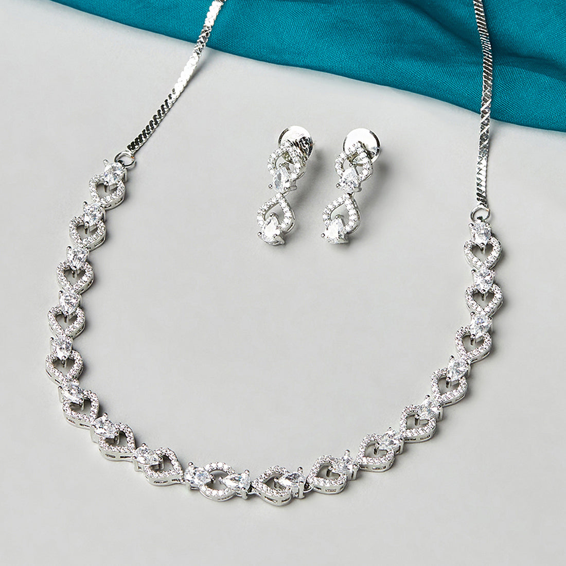 Silver Plated Brass Necklace Set From Sparkling Elegance