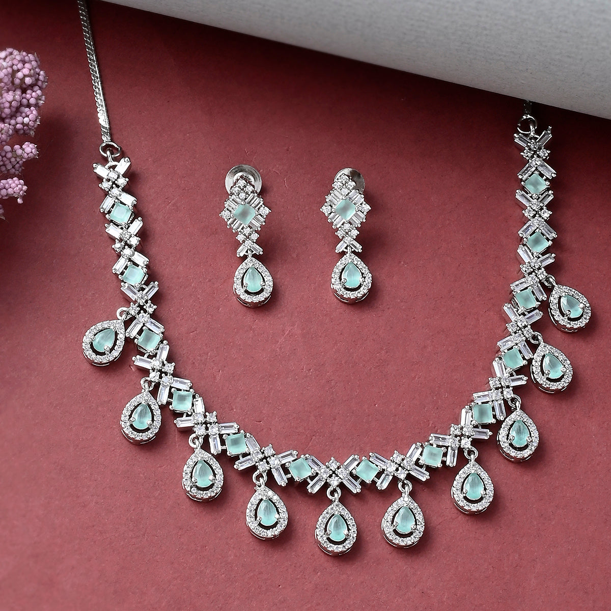 Sparkling Elegance Multicoloured Teardrop Jewellery Set