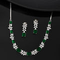 Sparkling Elegance Vintage Charm Green American Diamond Necklace Set