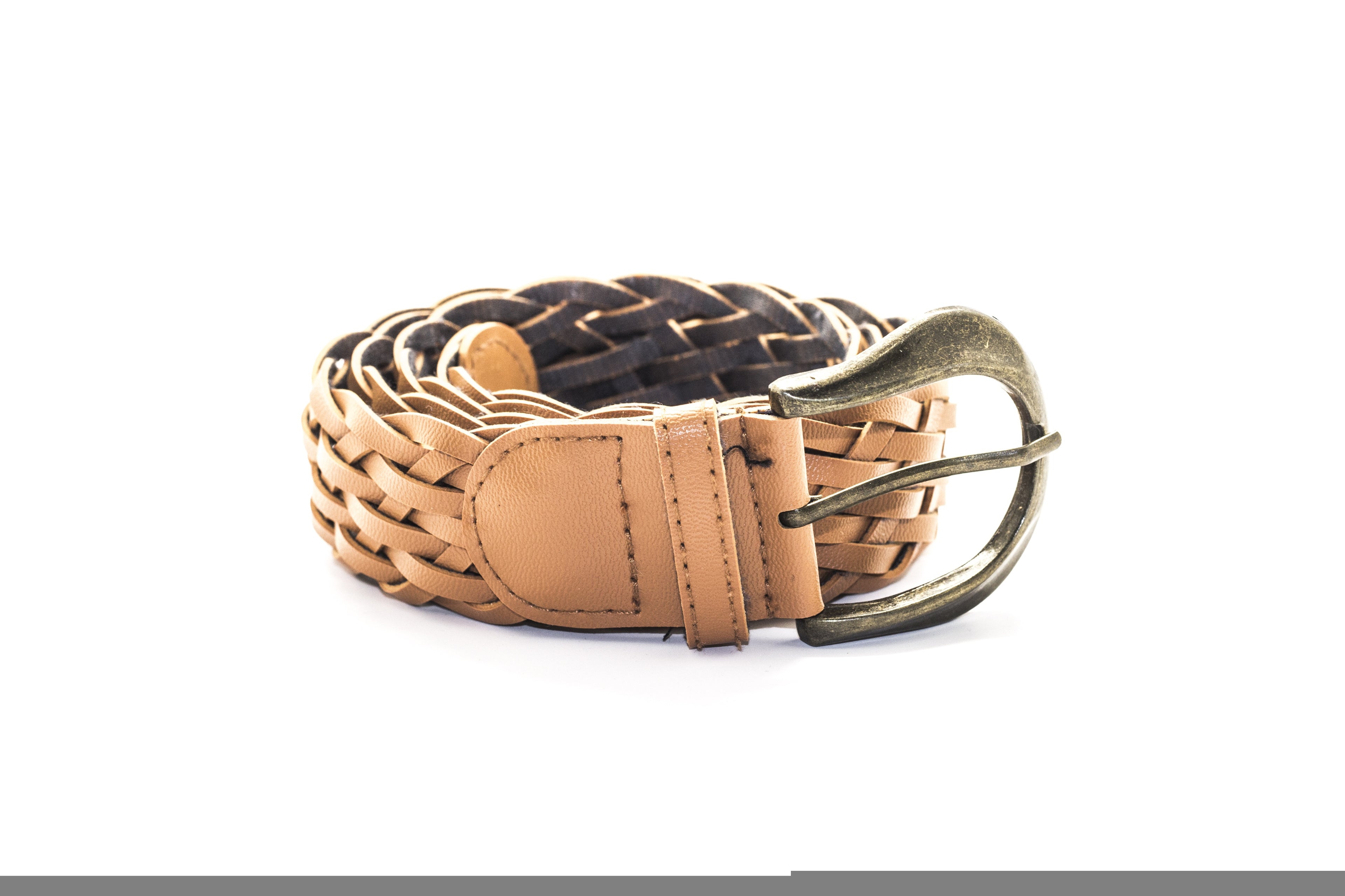 Tan Braided Leather Belt