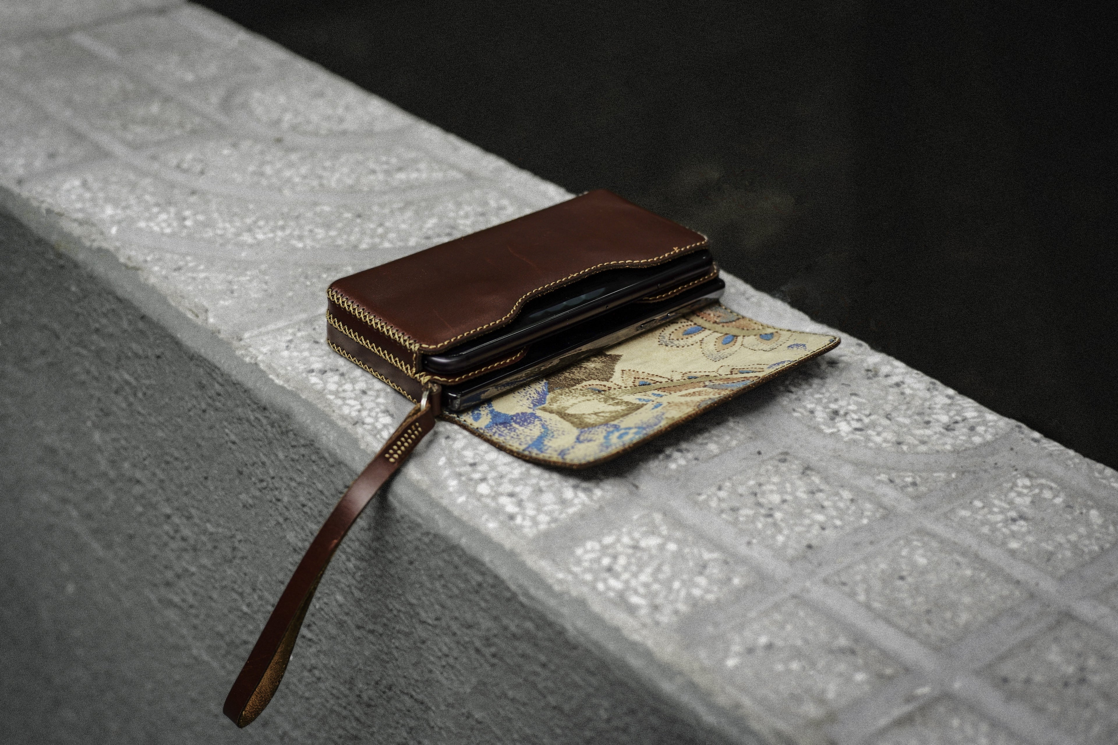 Leather Phone Wallet with Wristlet Strap