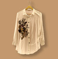 Ivory Embroidered Shirt Dress