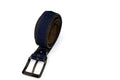 Navy Denim Belt with Gold Stitching