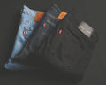 High-waist straight leg indigo jeans
