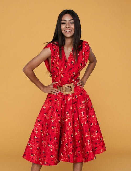 Floral Wrap Midi Dress – Floral Blue