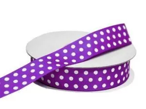 25 Yards 7/8" DIY Purple Grosgrain White Polka Dot Ribbon Wedding Party Dress Favor Gift Craft Decoration