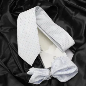 Kovove White Polka Dot Necktie and Pocket Square Gift Box