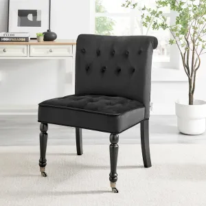 Winston Velvet Accent Chair On Wheels Black